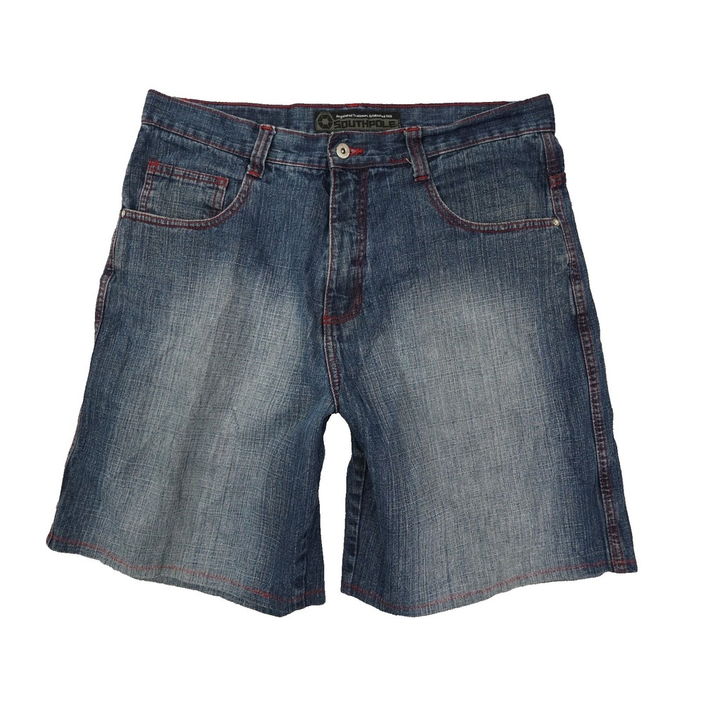 Southpole Vintage Y2K Dark Wash Denim Shorts Mens 38 Blue Skate Grunge Streetwea